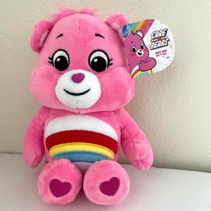 Basic Fun Care Bears CHEER BEAR Rainbow Pink Plush 9.5" Stuffed Animal Toy